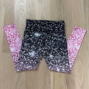 Justice Black and Pink Glitter Leggings 14-16